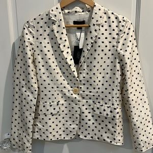 J. Crew Collection ivory navy silk blazer jacket size 2 NWT